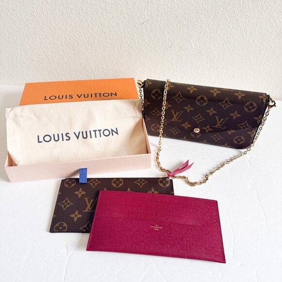 Louis Vuitton Handbags - Louis Vuitton Felicie Pochette Monogram Canvas Fuchsia Microfiber